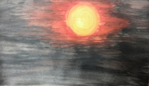 Sunset captured by my friend and painted by me..